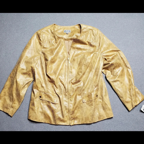 JM Collection Faux Leather Jacket - Picture 1 of 12